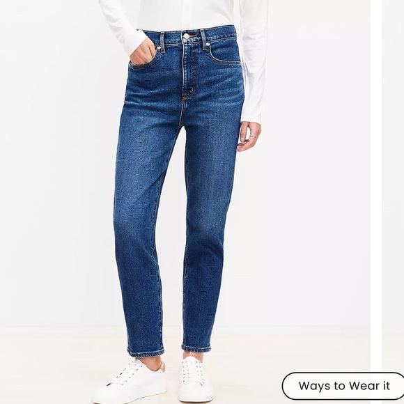 Loft Petite High Rise Slim Jeans in Dark Wash - Picture 2 of 11
